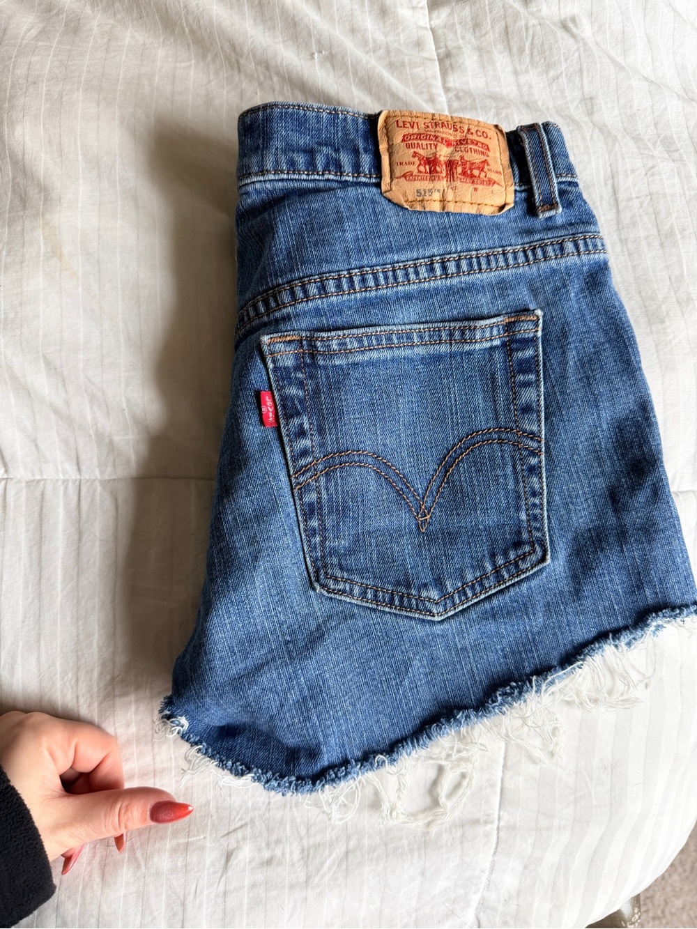 Levi's Frayed Hem Denim Cutoff Shorts in Blue